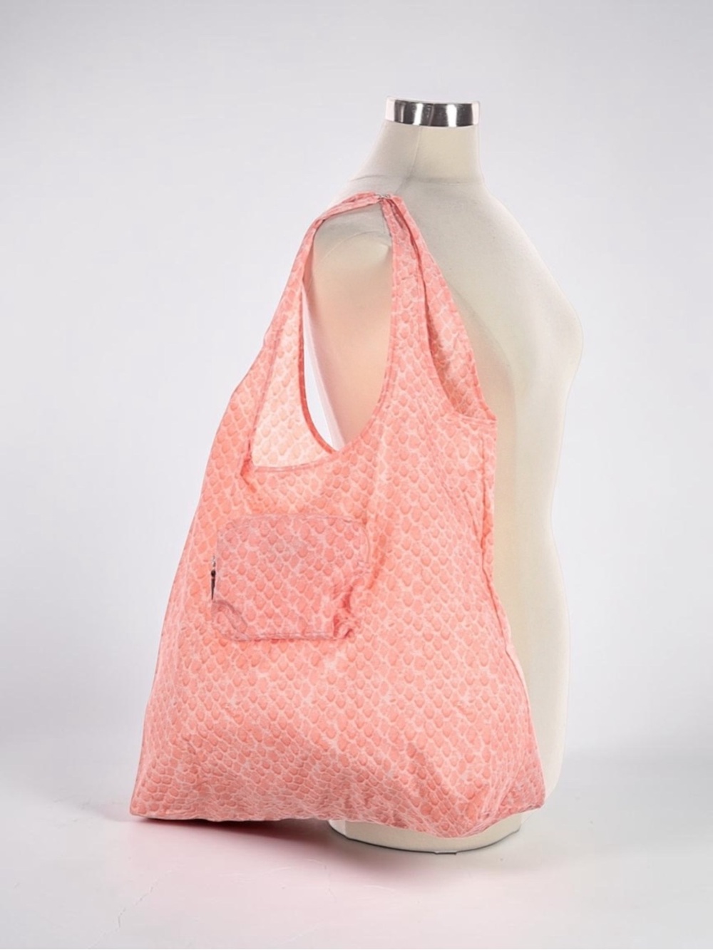COACH Poppy Nylon Folding Tote Bag in Peach Snake Print NWT